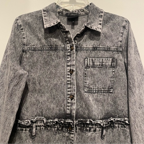 Who what wear Acid Wash Distressed Denim Shirt Dress Size Medium - Picture 3 of 8